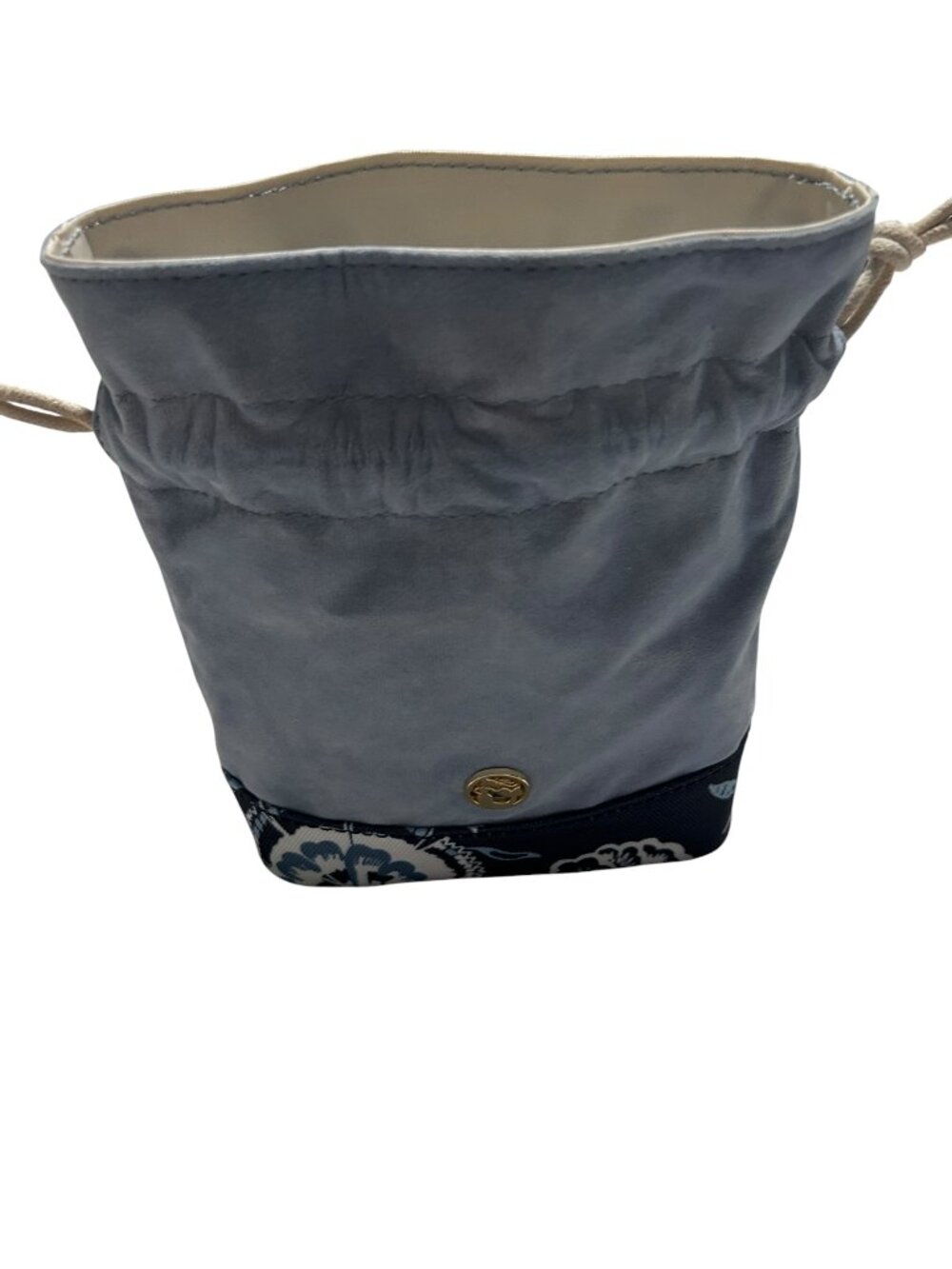 Spartina 449 Keepsake Drawstring Bag With Blue Suede Exterior